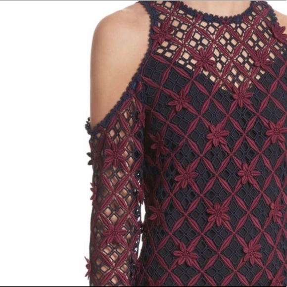 SELF-PORTRAIT Floral Guipure Cold Shoulder Dress - Picture 5 of 13